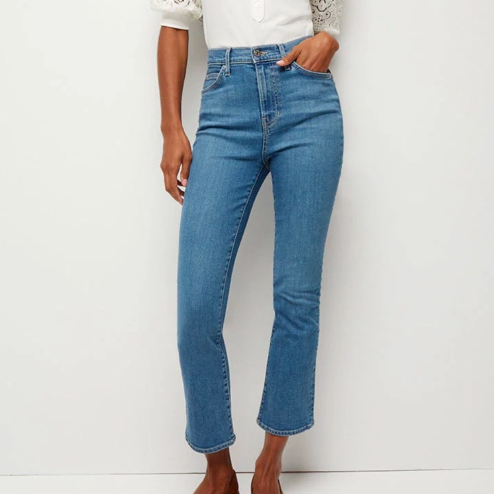 Veronica Beard Carly Kick Flare High Rise Jeans Size 30 Wash Bright Lakeshore